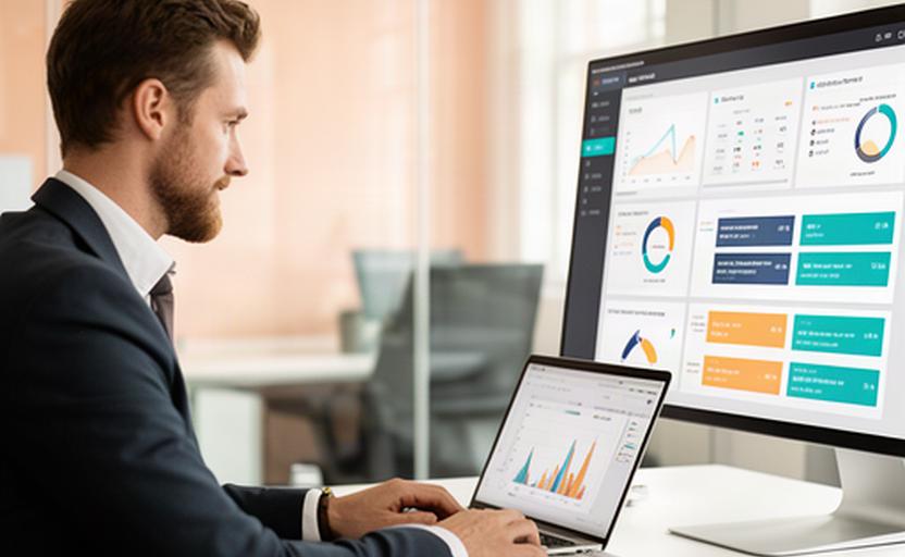 Operations manager reviewing a real-time KPI dashboard in a Norwich office