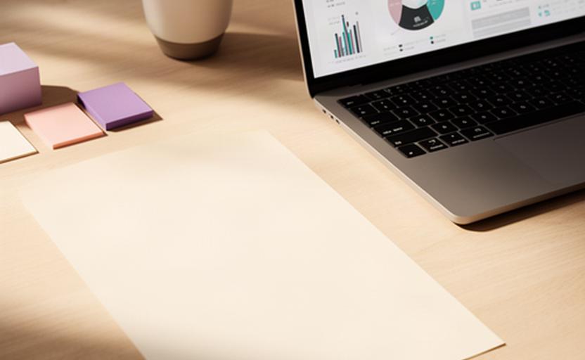 Printed board report beside a laptop showing branded business performance charts