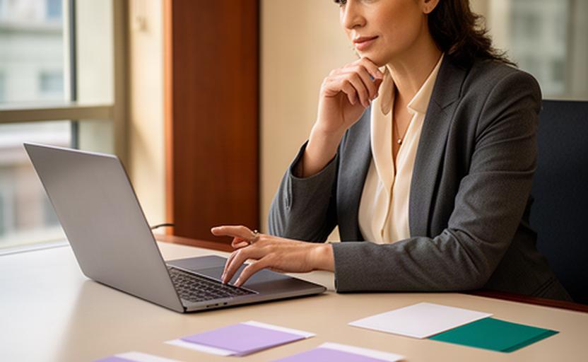Finance director comparing analytics package requirements beside a laptop